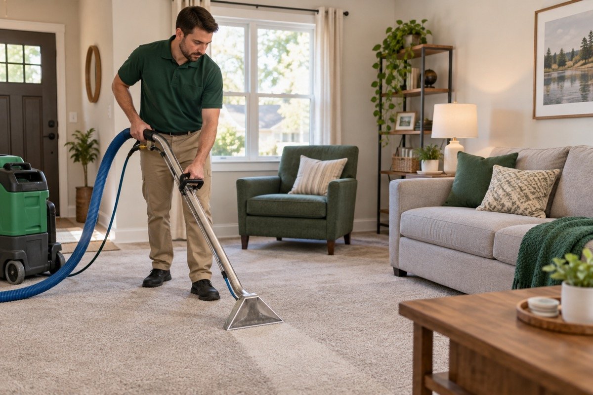 AI-generated illustration of cleaning work in a short-term rental